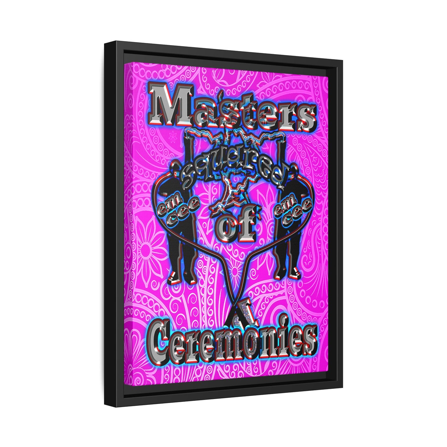 em cee squared - framed canvas art (pink swirl)