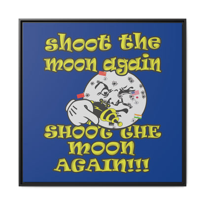 shoot the moon again - framed canvas art (dark blue)