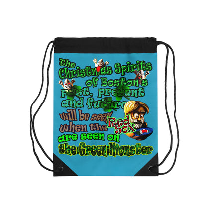 christmas spirits of boston - Drawstring Bag (turquoise)