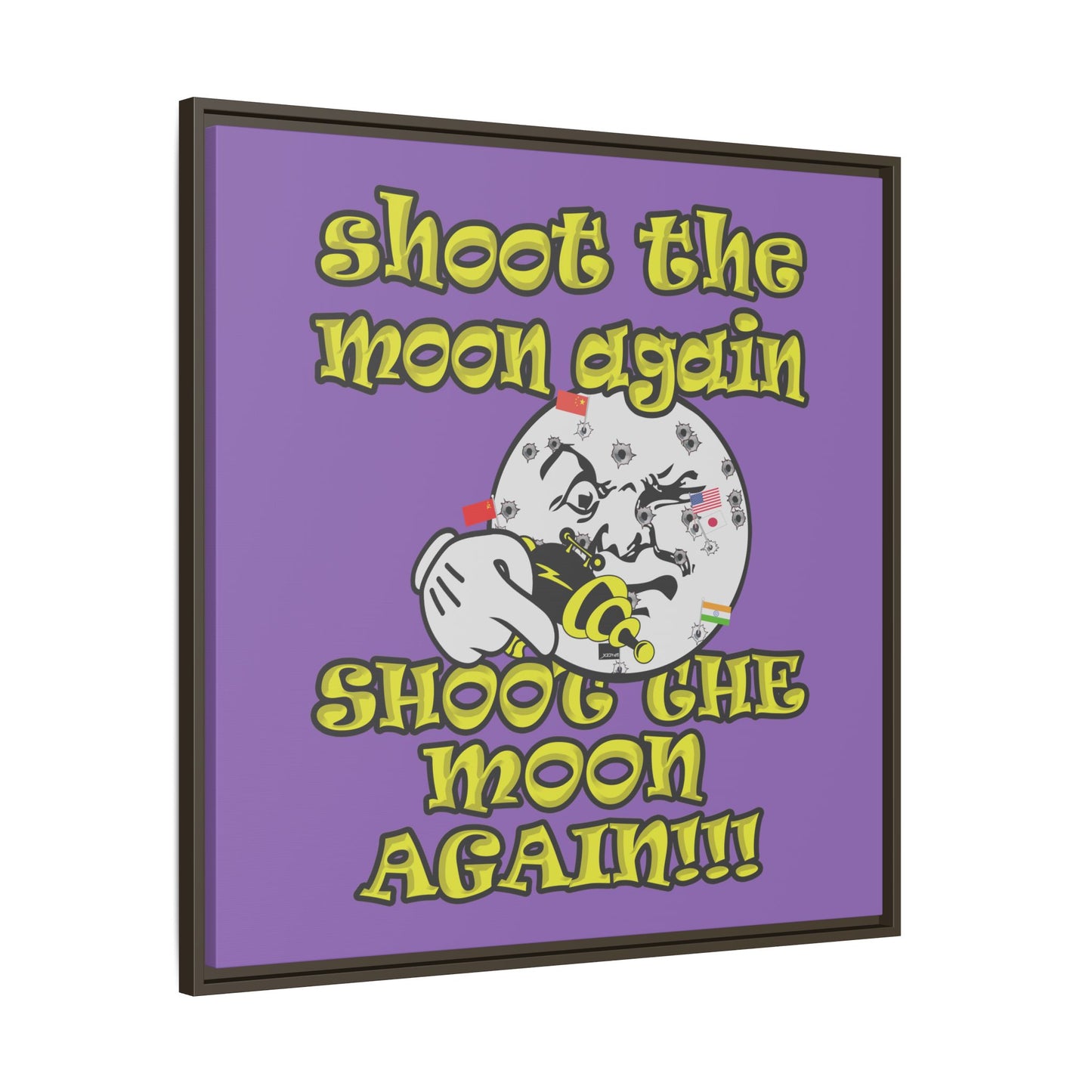 shoot the moon again - framed canvas art (light purple)