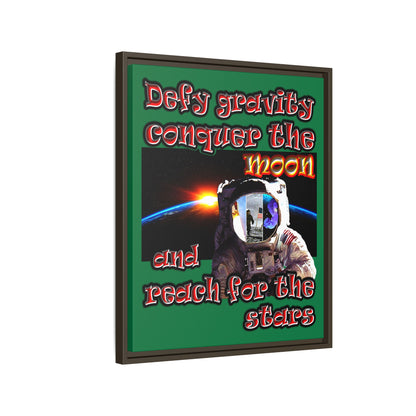 defy conquer reach - framed canvas art (dark green)