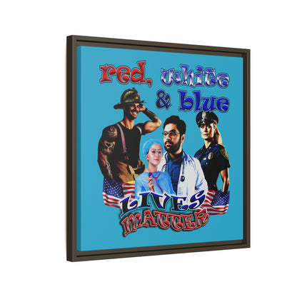 rw&b lives matter - framed canvas art (turquoise)