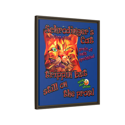 schrodinger's cat - framed canvas art (dark blue)
