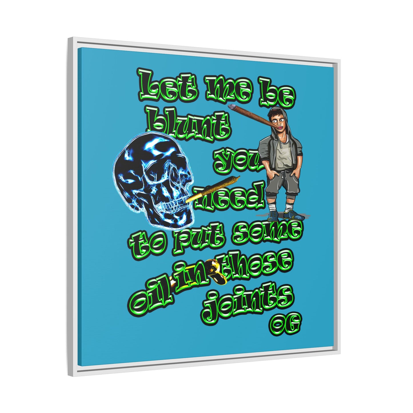 og - framed canvas art (turquoise)