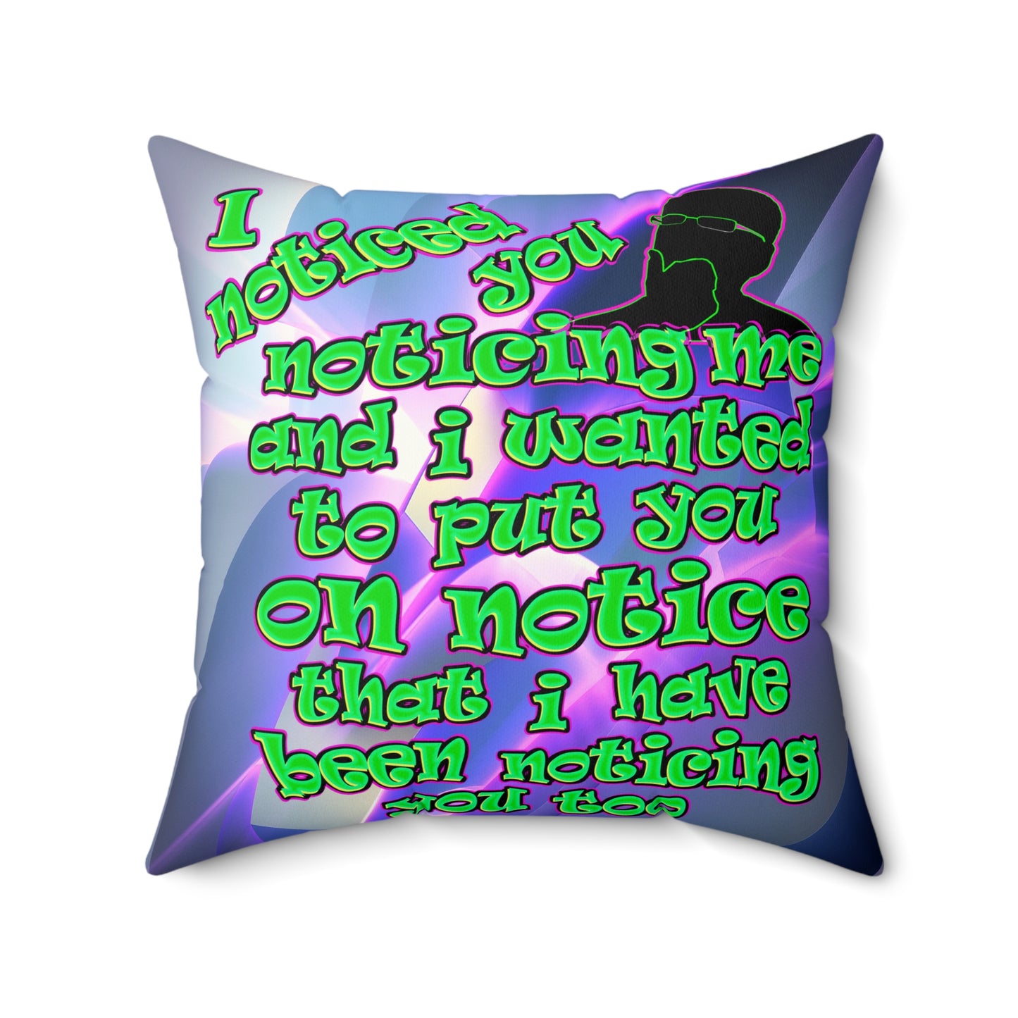 noticed you noticing - Spun Polyester Square Pillow - (grey-pink wave)