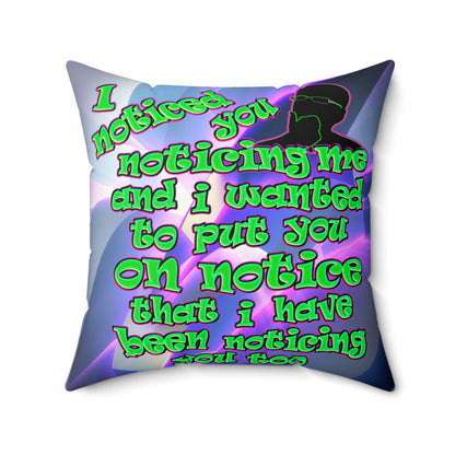 noticed you noticing - Spun Polyester Square Pillow - (grey-pink wave)
