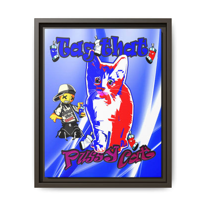 tag that - framed canvas art (blue-white wave)