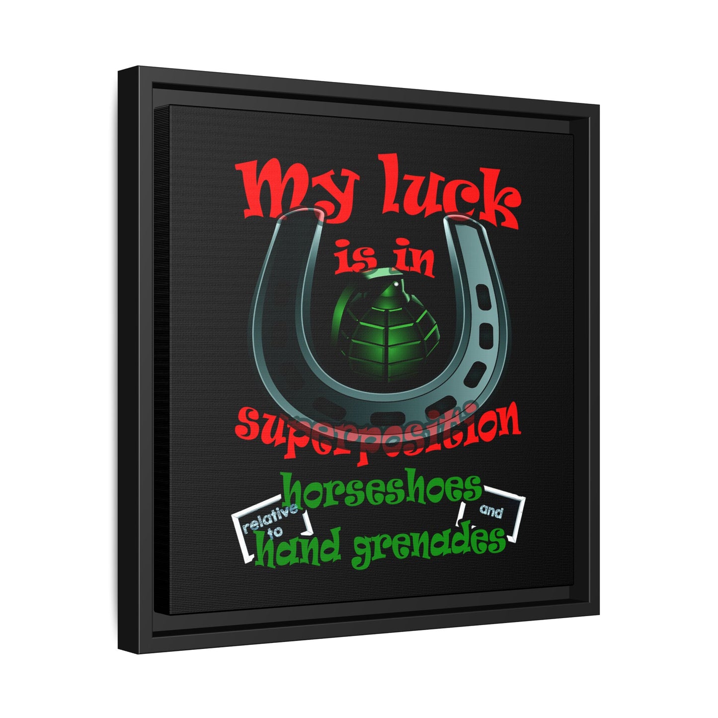 my luck - framed canvas art (black)