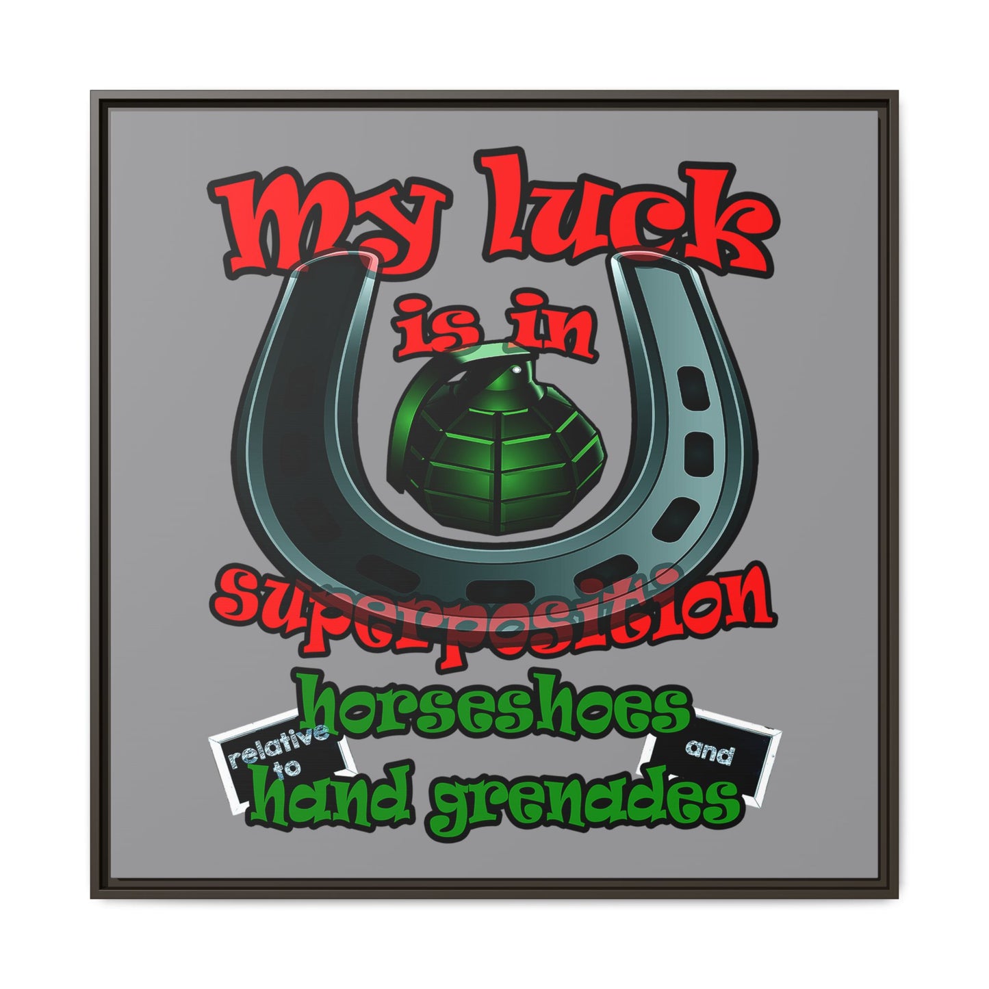 my luck - framed canvas art (grey)