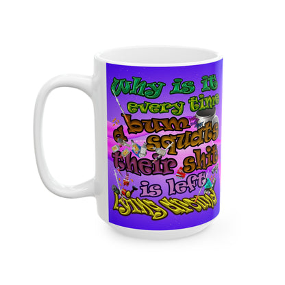 the bum's shit - White Mug (purple-pink wave)