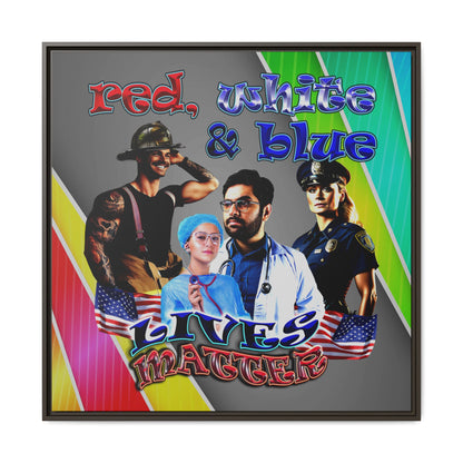 rw&b lives matter - framed canvas art (rainbow split)