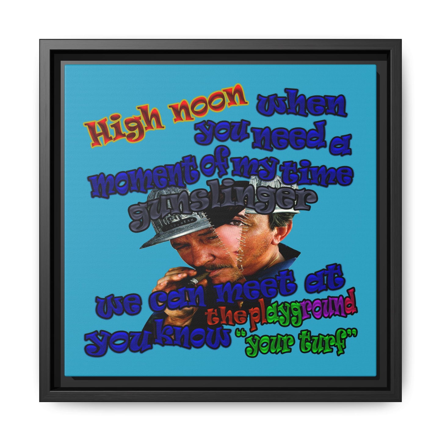 high noon - framed canvas art (turquoise)