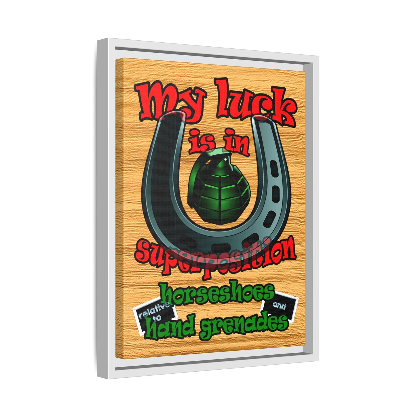 my luck - framed canvas art (butterscotch wood finish)