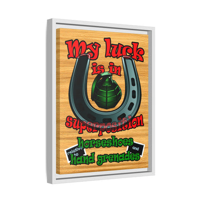 my luck - framed canvas art (butterscotch wood finish)