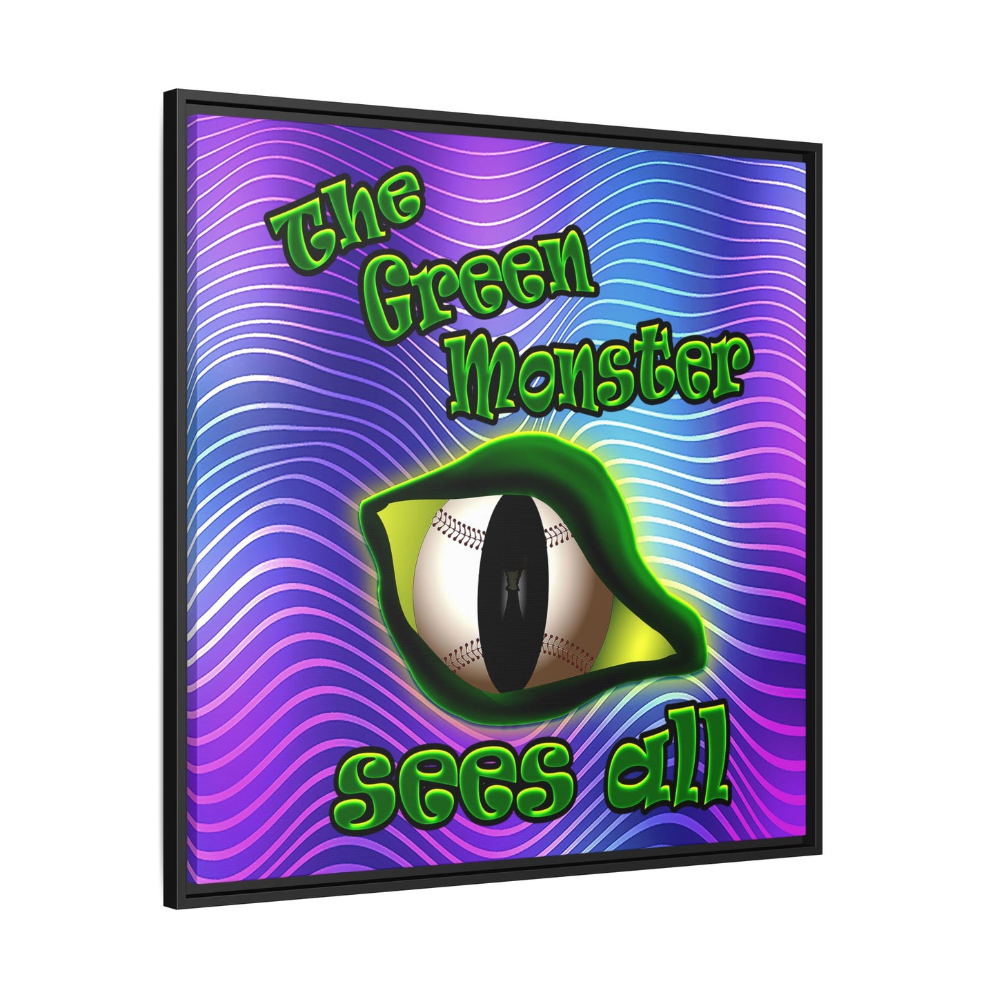 green monster - framed canvas art (purple wave)