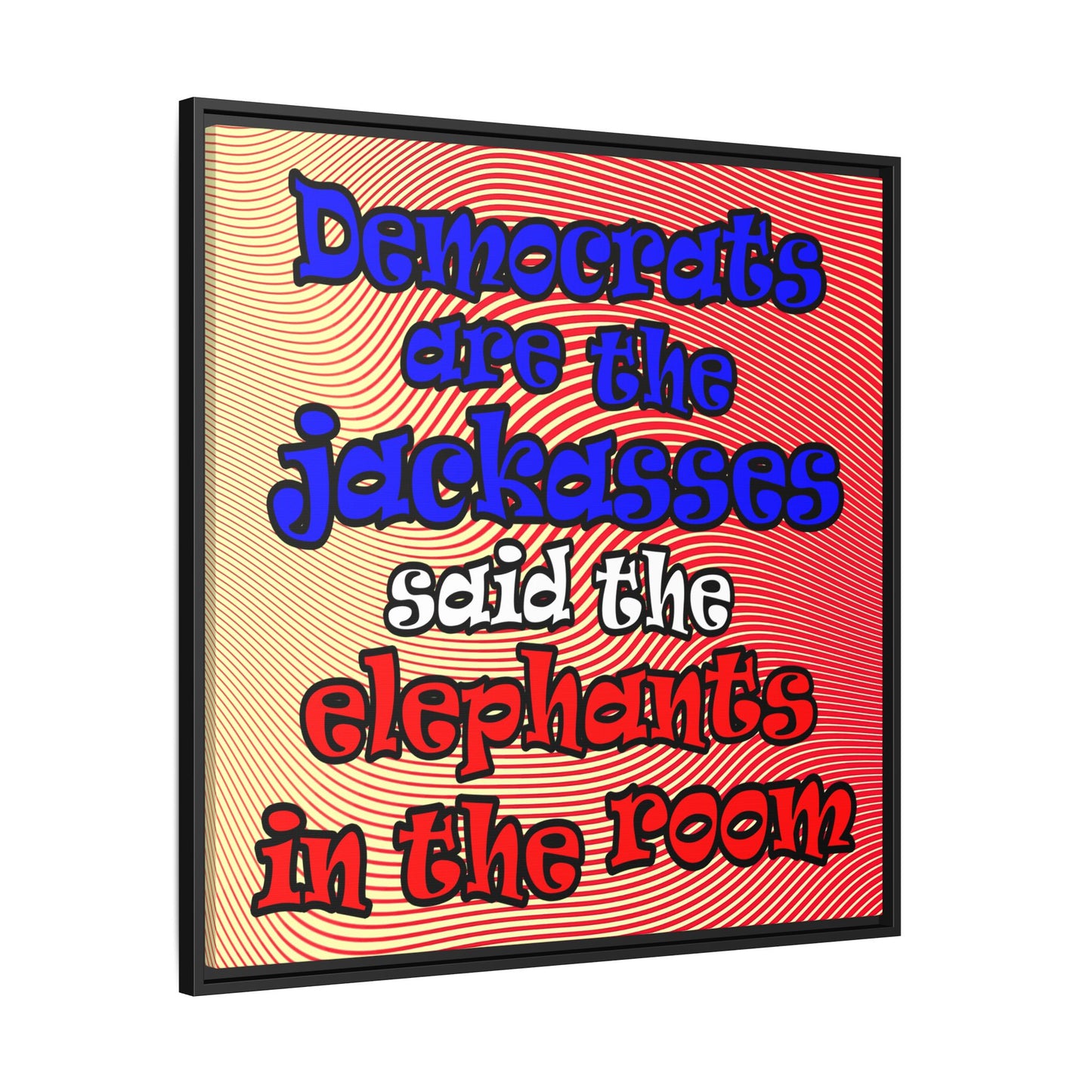 donkeys and elephants - framed canvas art (yellow-orange wave)