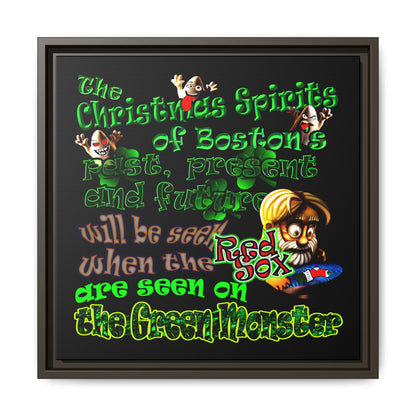 christmas spirits of boston - framed canvas art (black)