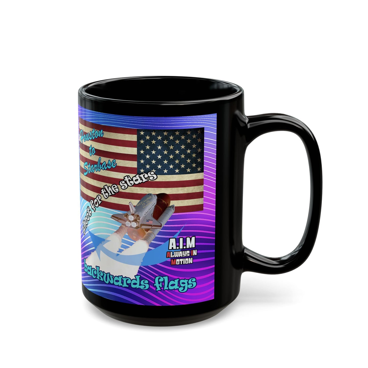 shoot for the stars - Black Mug (purple wave)