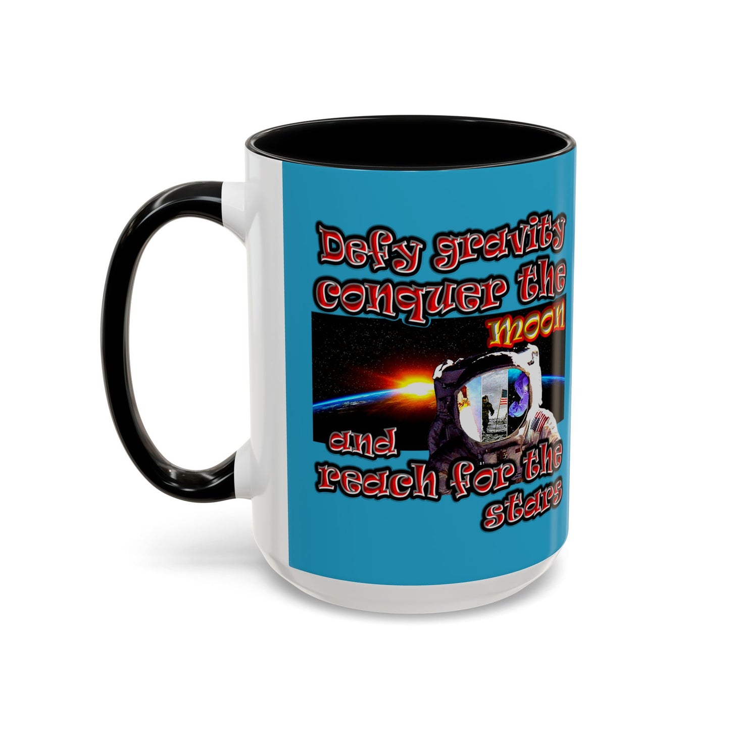 defy conquer reach - Accent Mug (turquoise)