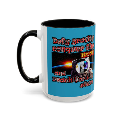 defy conquer reach - Accent Mug (turquoise)