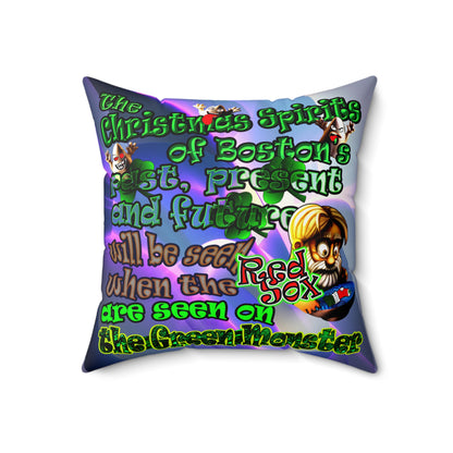 christmas spirits of boston - Spun Polyester Square Pillow - (grey-pink wave)