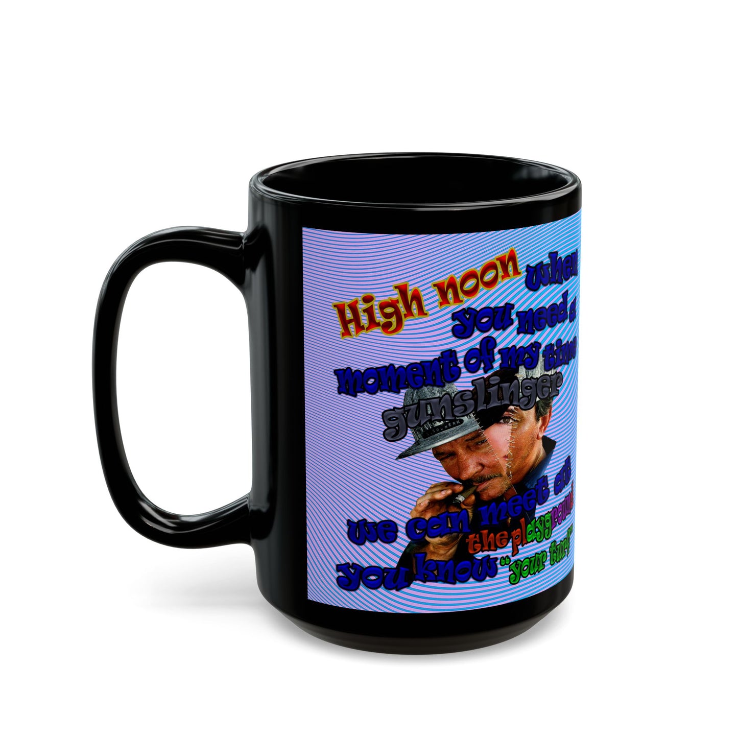 high noon - Black Mug (light blue-purple wave)