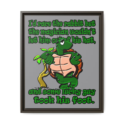 turtle race - framed canvas art (grey)