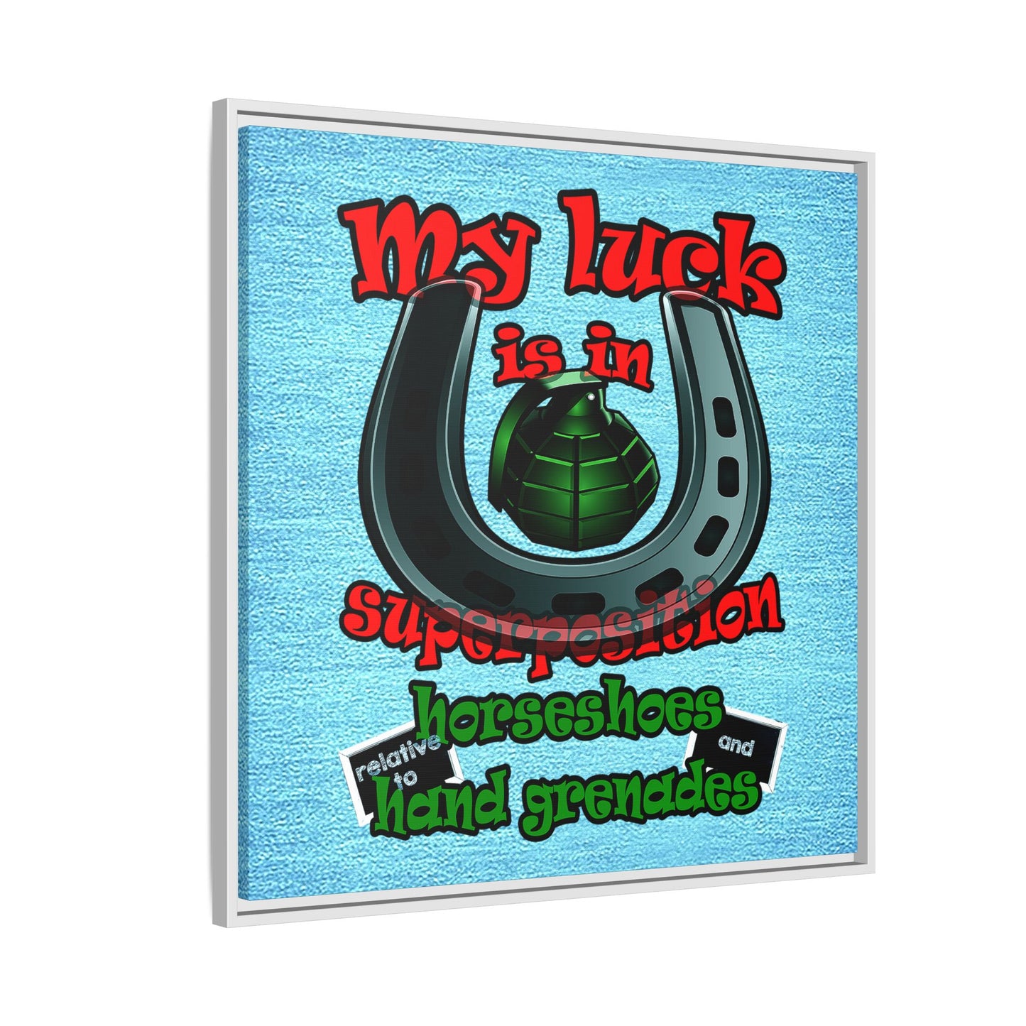 my luck - framed canvas art (faded blue)