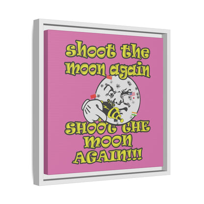 shoot the moon again - framed canvas art (light pink)