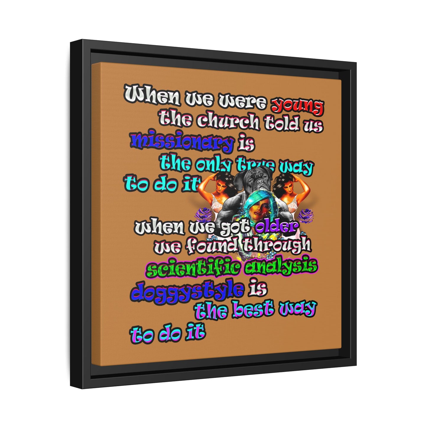 doggystyle - framed canvas art (light brown)