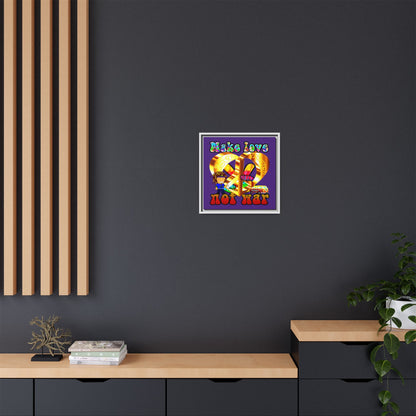 love peace - framed canvas art (purple)