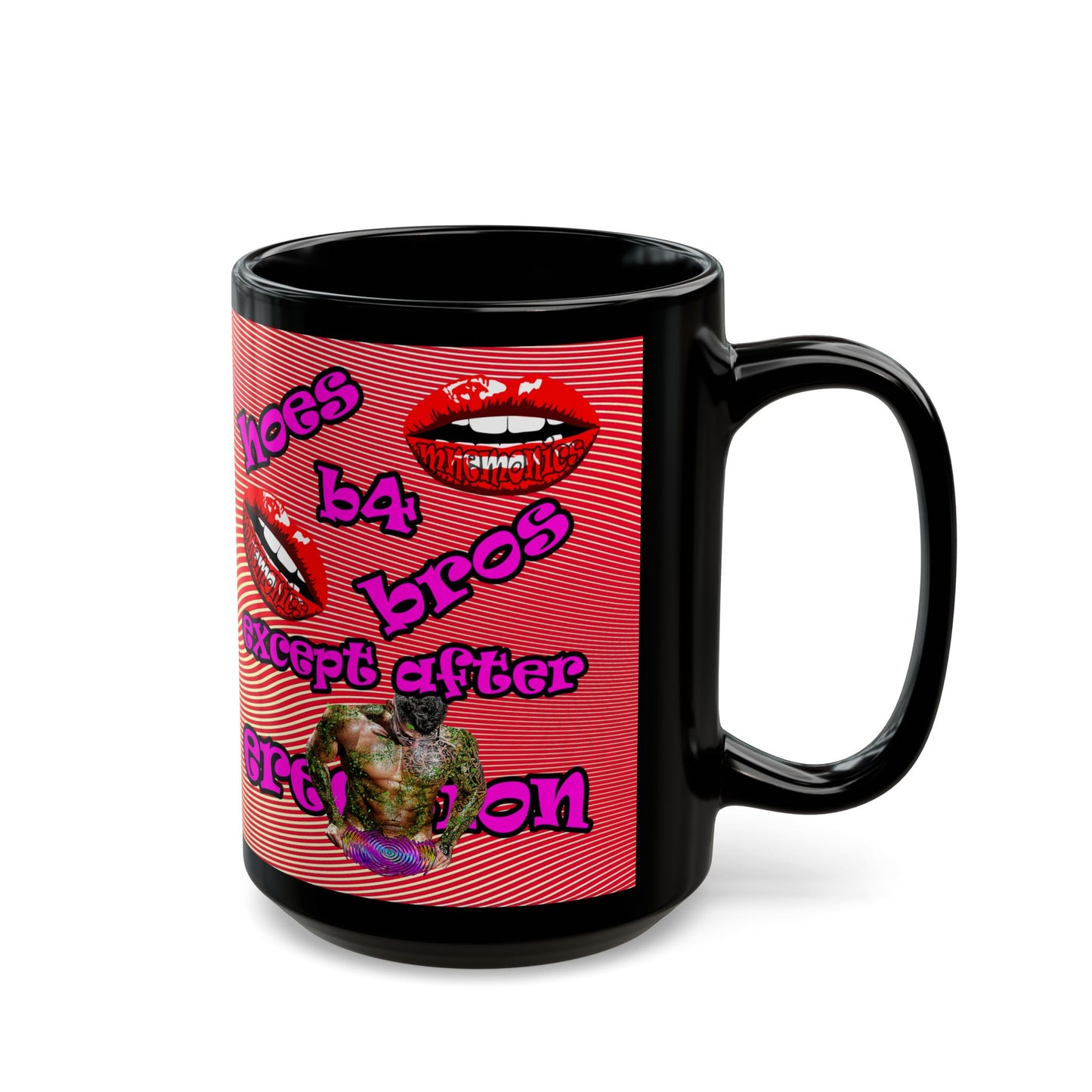 hoes b4 bros - Black Mug (yellow-orange wave)