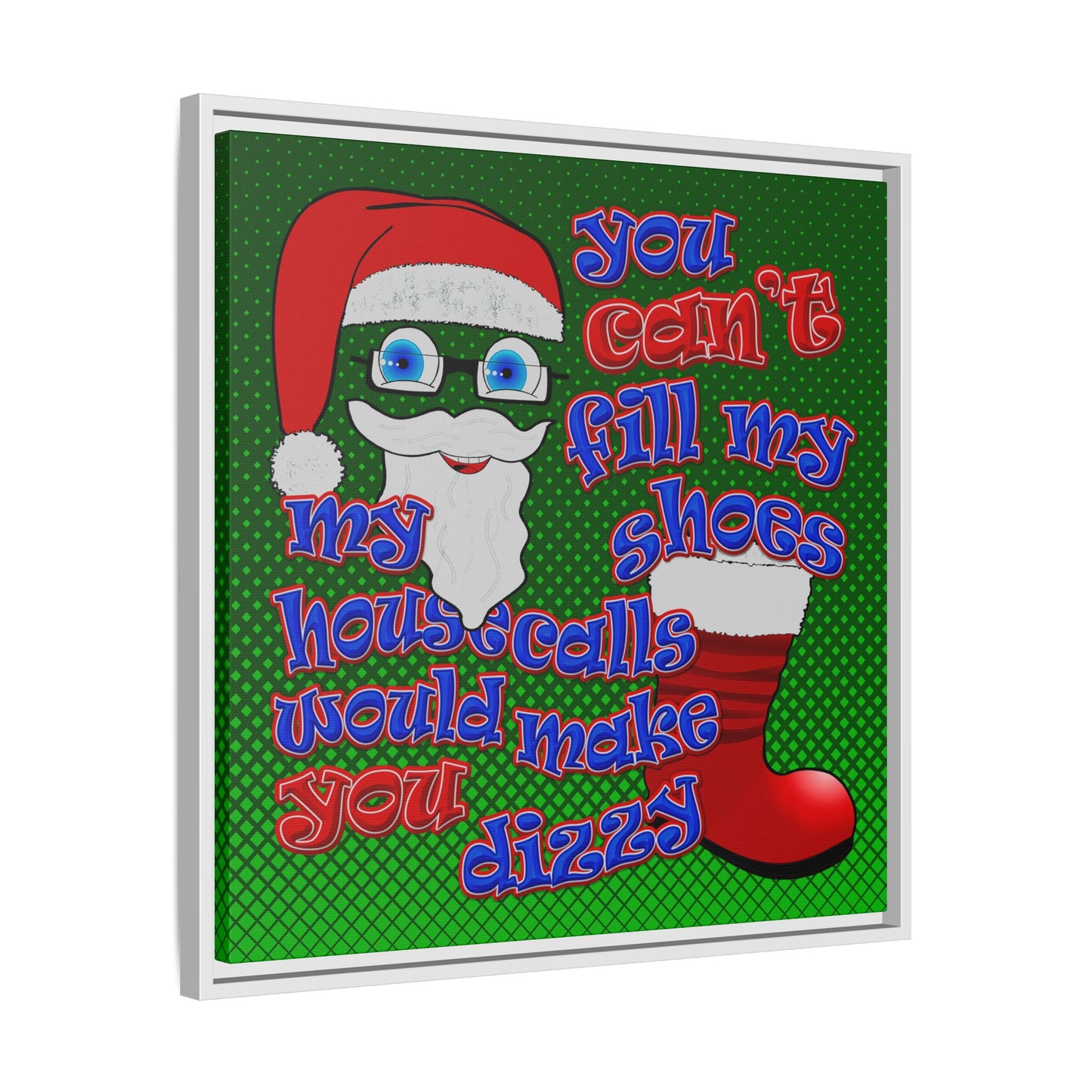 santa's shoes - framed canvas art (logo green)