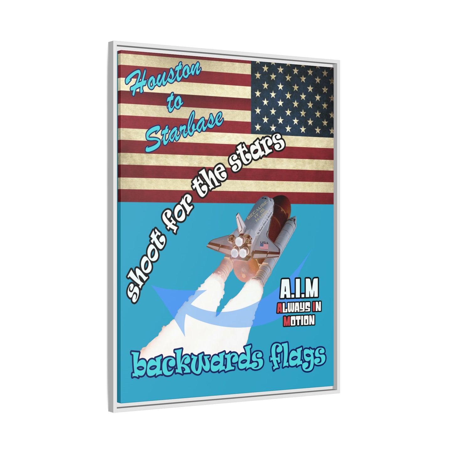 shoot for the stars - framed canvas art (turquoise)