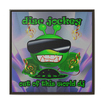 disc jockey - framed canvas art (grey-pink wave)