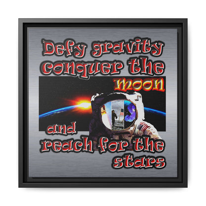 defy conquer reach - framed canvas art (brushed nickel)