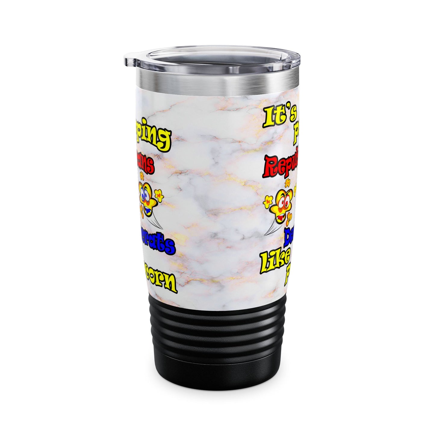 popping like popcorn - Ringneck Tumbler, 20oz (white marble)