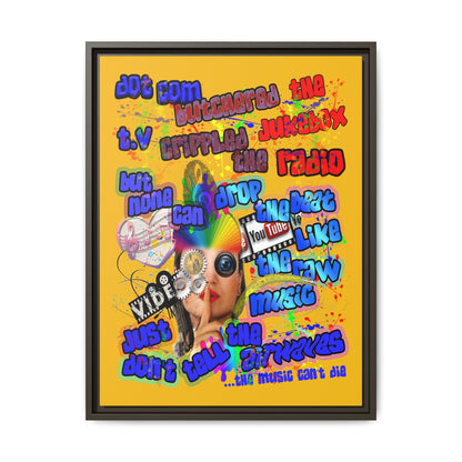 drop the beat - framed canvas art (yellow)
