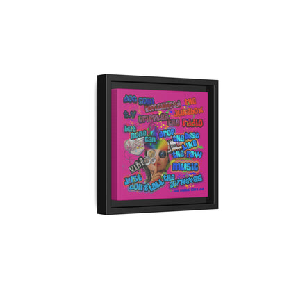 drop the beat - framed canvas art (pink)