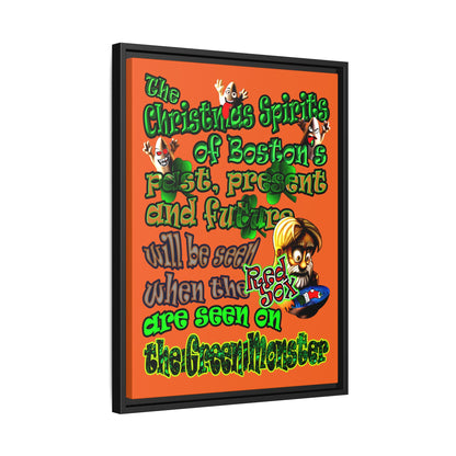 christmas spirits of boston - framed canvas art (orange)