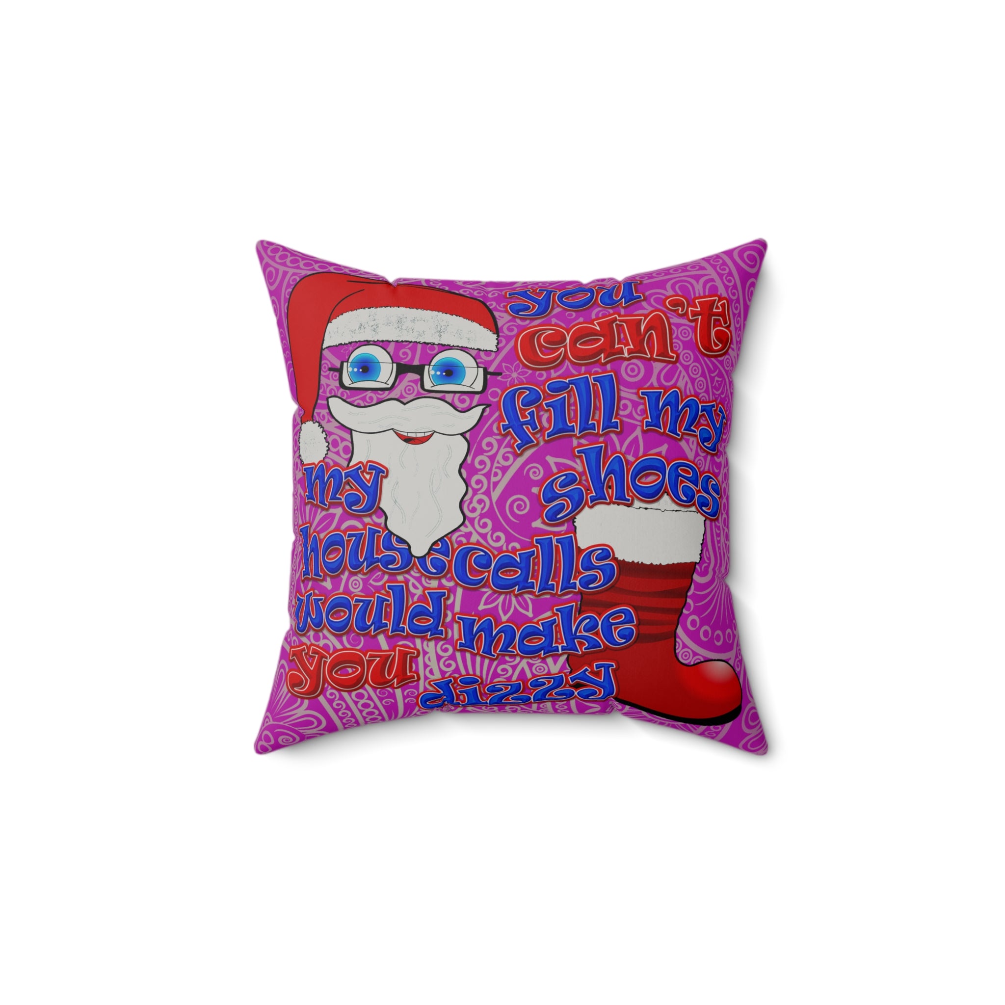 santa's shoes - Faux Suede Square Pillow - (pink swirl)