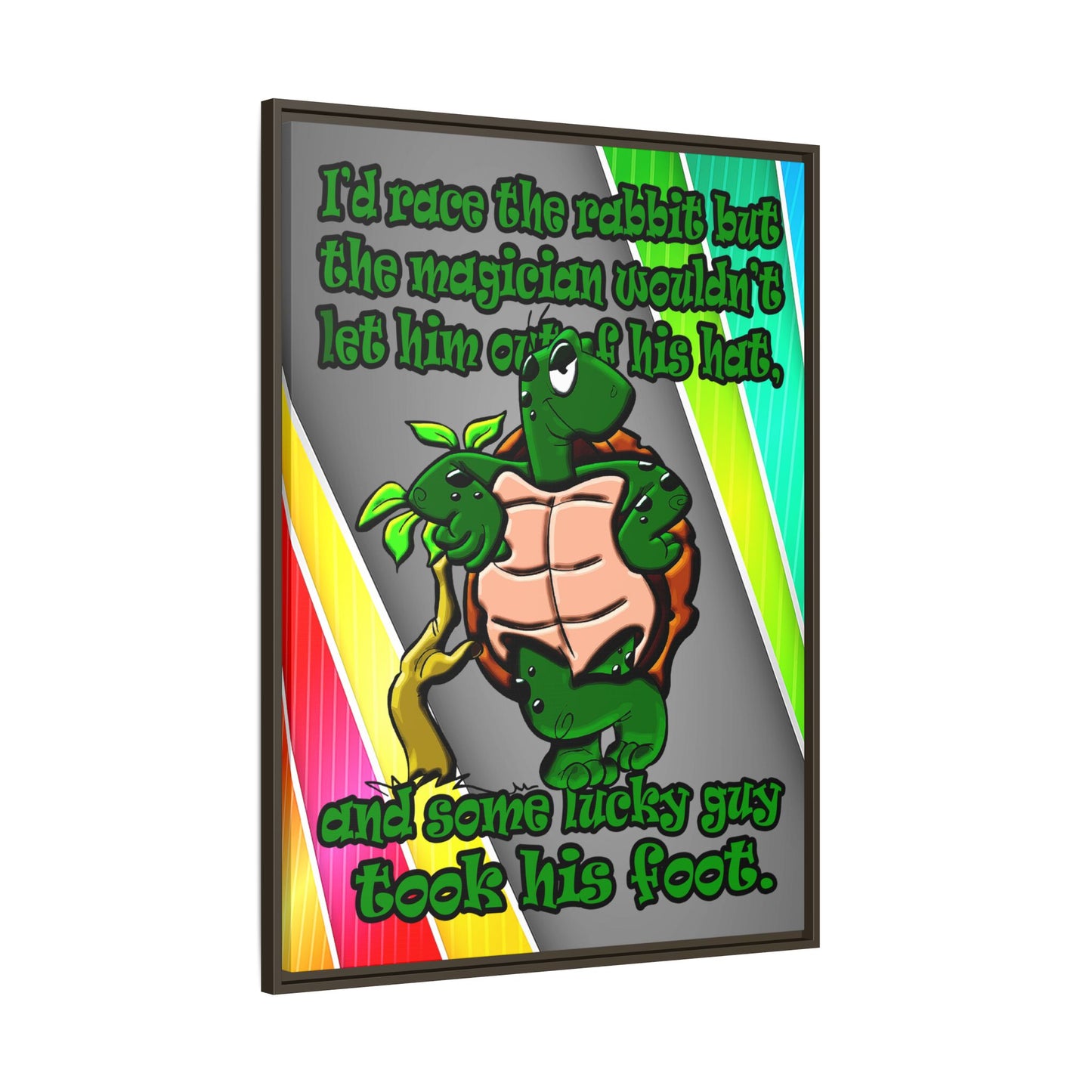 turtle race - framed canvas art (rainbow split)