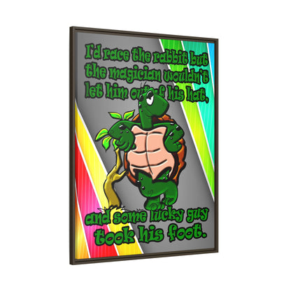 turtle race - framed canvas art (rainbow split)