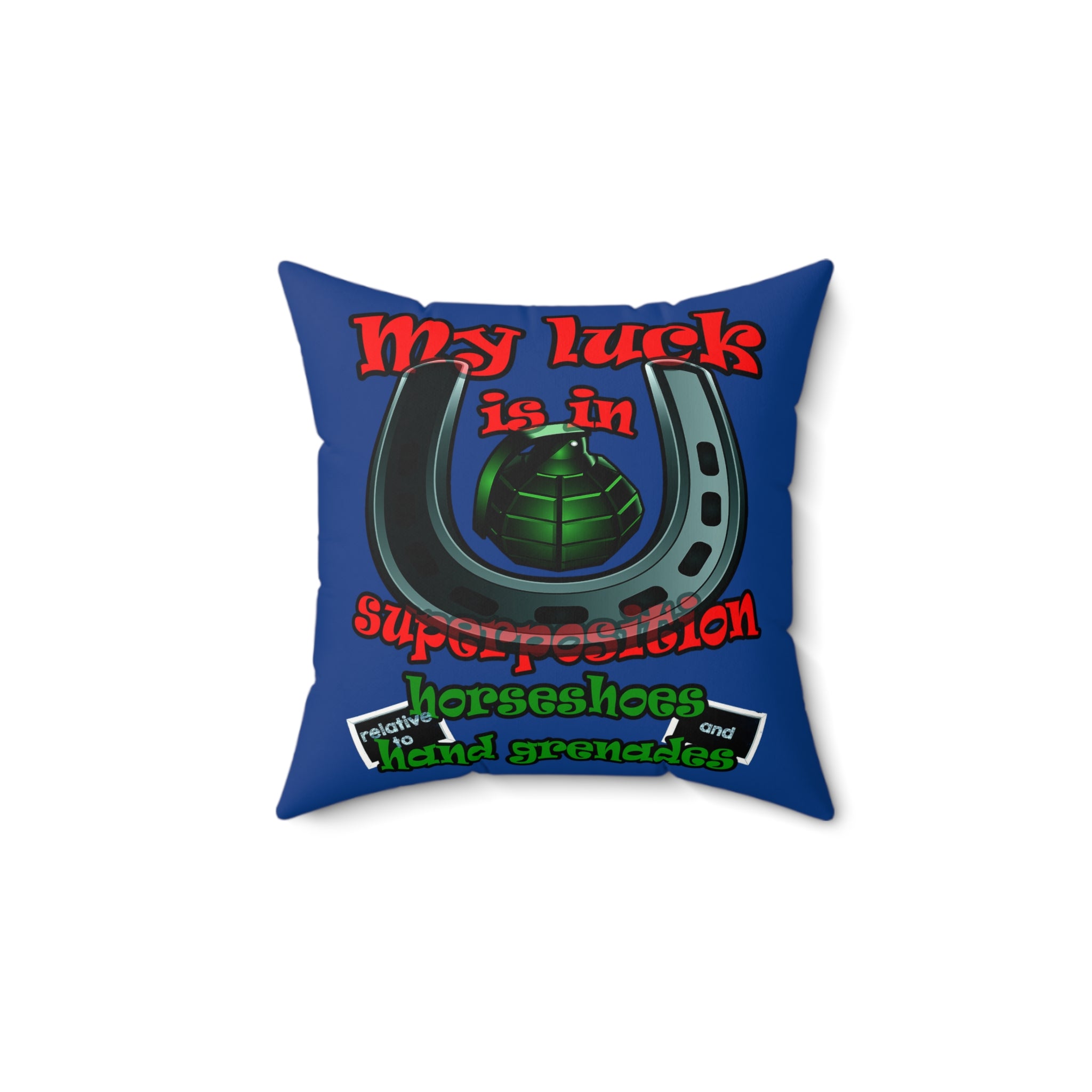 my luck - Faux Suede Square Pillow - (dark blue)