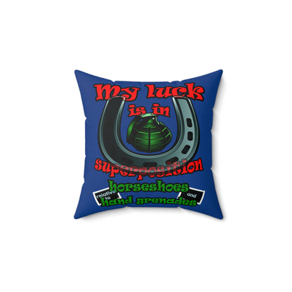 my luck - Faux Suede Square Pillow - (dark blue)