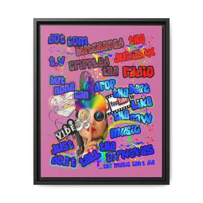 drop the beat - framed canvas art (light pink)