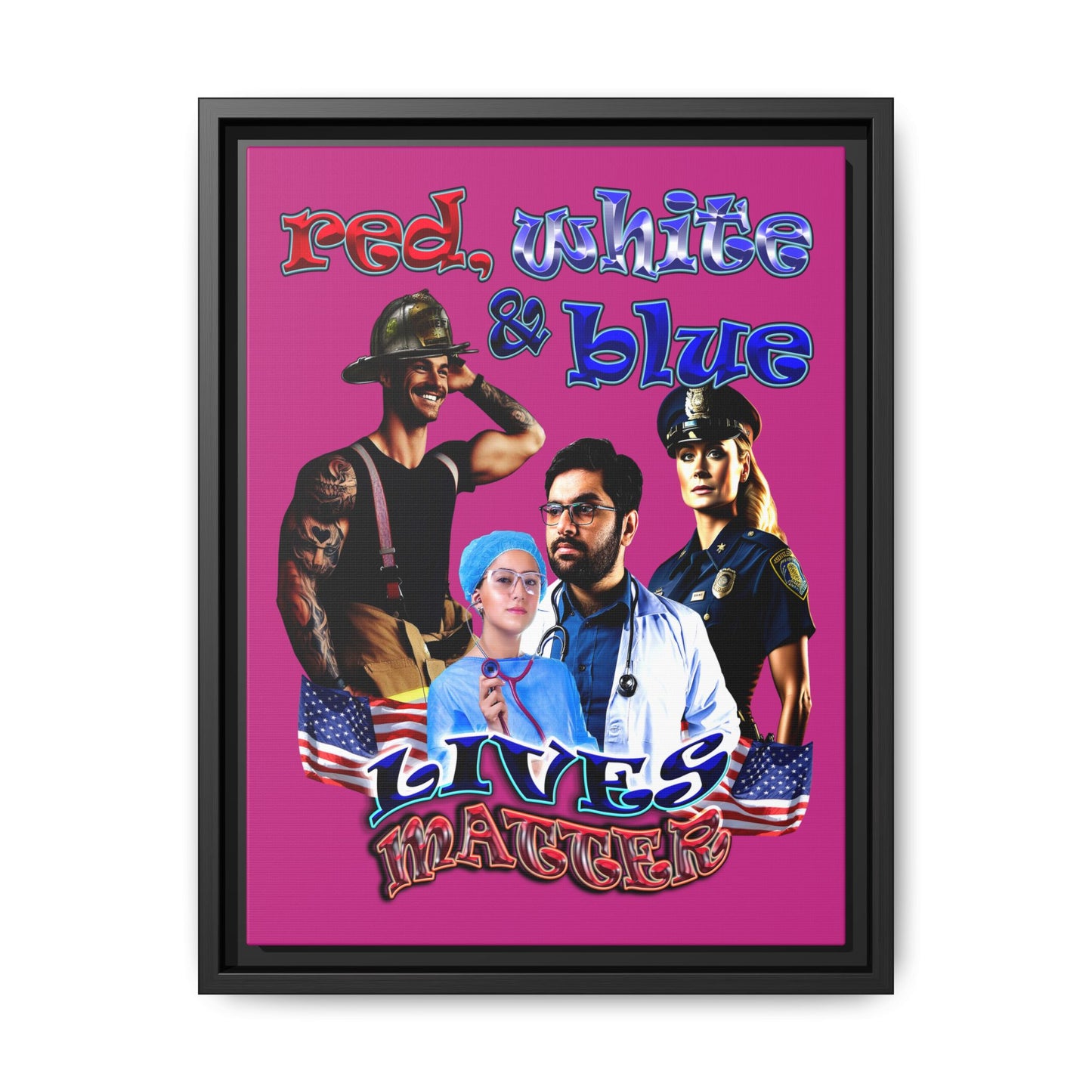 rw&b lives matter - framed canvas art (pink)