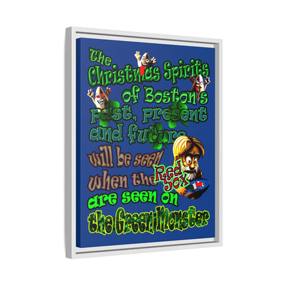 christmas spirits of boston - framed canvas art (dark blue)