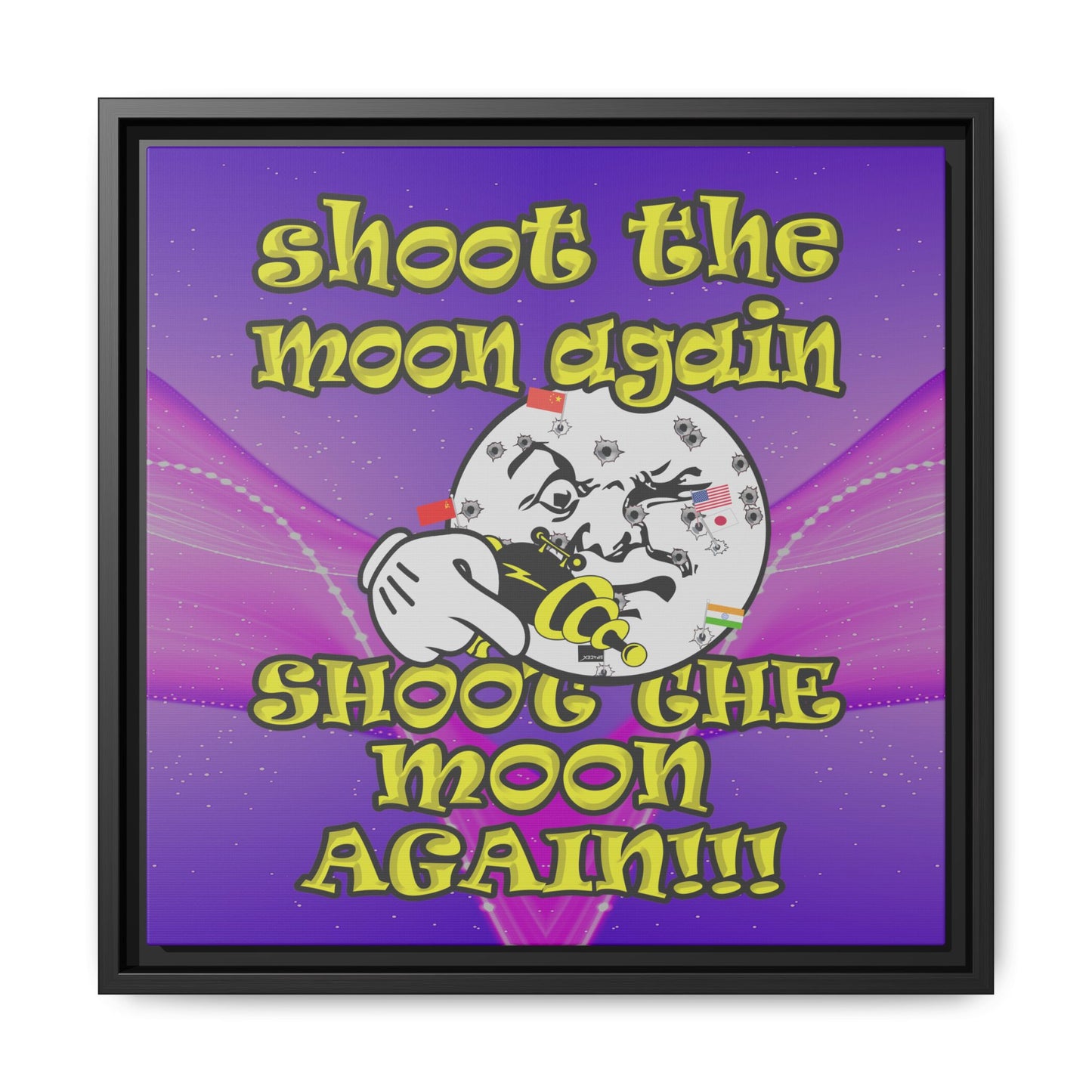 shoot the moon again - framed canvas art (purple-pink wave)