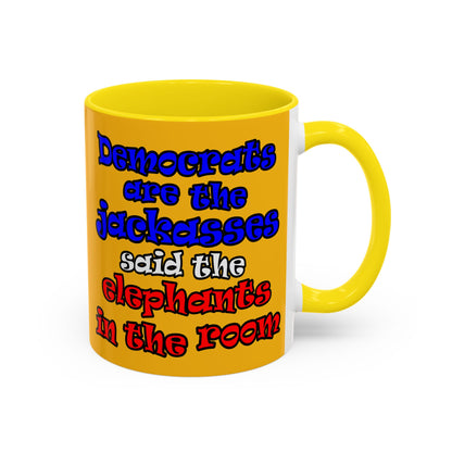 donkeys and elephants - Accent Mug (yellow)